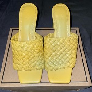 ASOS honey platform mid heeled sandals in Yellow | Size US 8